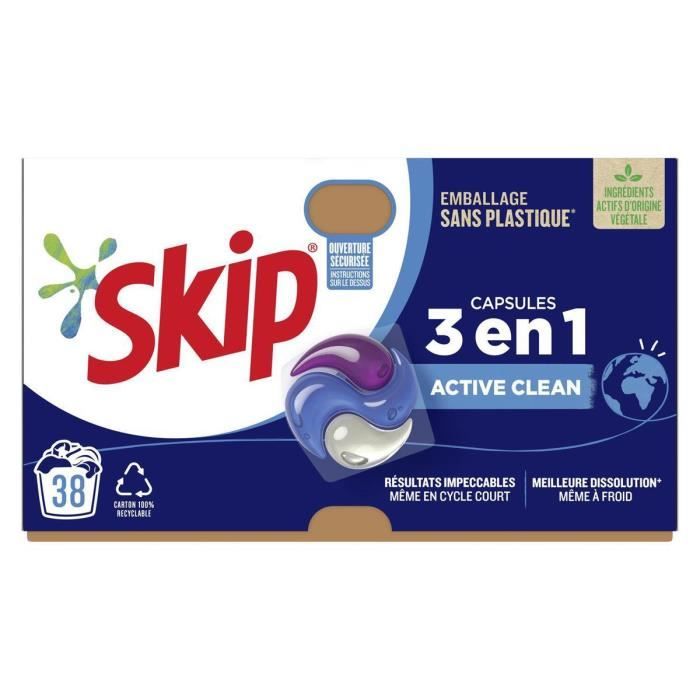 Promo Skip les 24 doses de lessive liquide active clean* chez Stokomani
