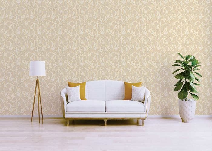 Papier Peint Baroque Nicolo M1-No.3764 – Jaune Et Or, Classique Intemporel