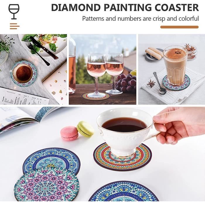 8 Pièces Dessous De Verre En Art Diamant Avec Support