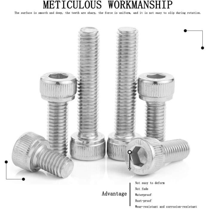 M8*25Mm Vis De Machine En Acier Inoxydable, Jeu De Vis À Bois À Tête