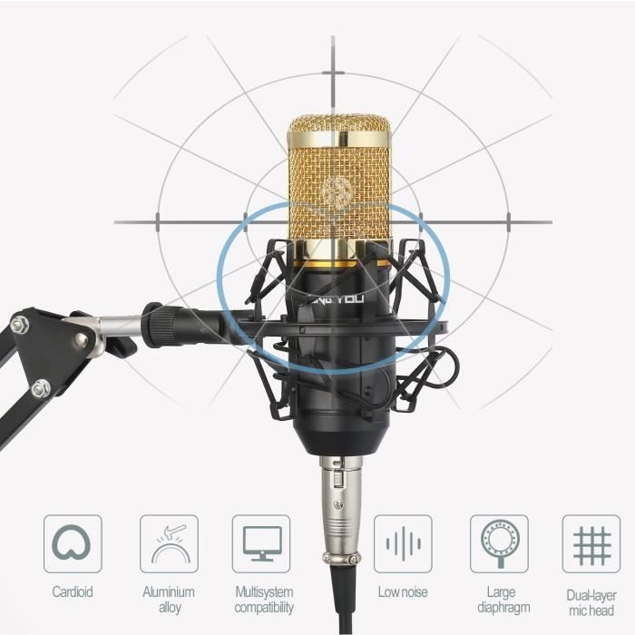 Kit Microphone à condensateur professionnel Ensemble complet pour Studio d' enregistrement BM900_M429 Go35908 - Cdiscount TV Son Photo