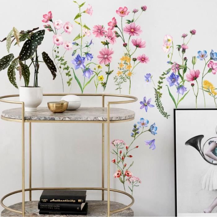 Autocollant Mural Herbe Et Clôture - Décoration Vinyle Amovible - Neuf