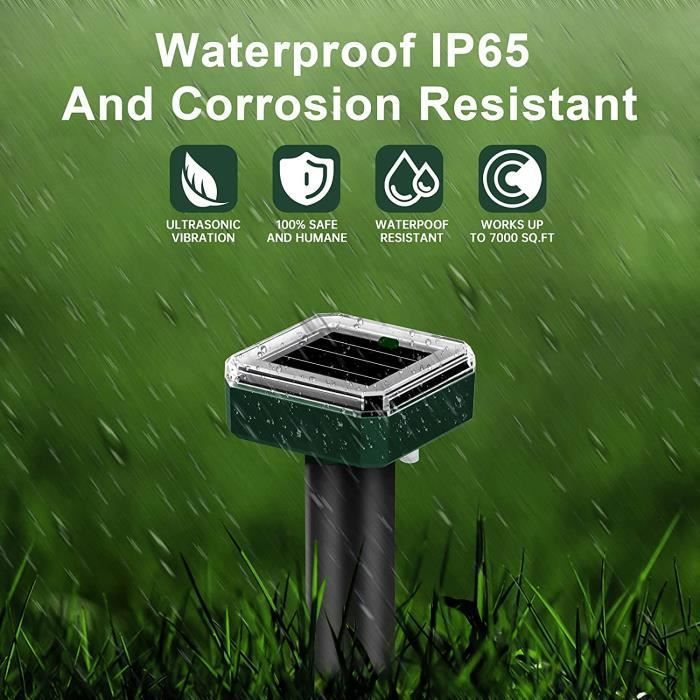 Lot 8 Anti-Taupe Solaire Vibration + Ultrasons - Repulsif Rongeurs Jardin Et Pelouse