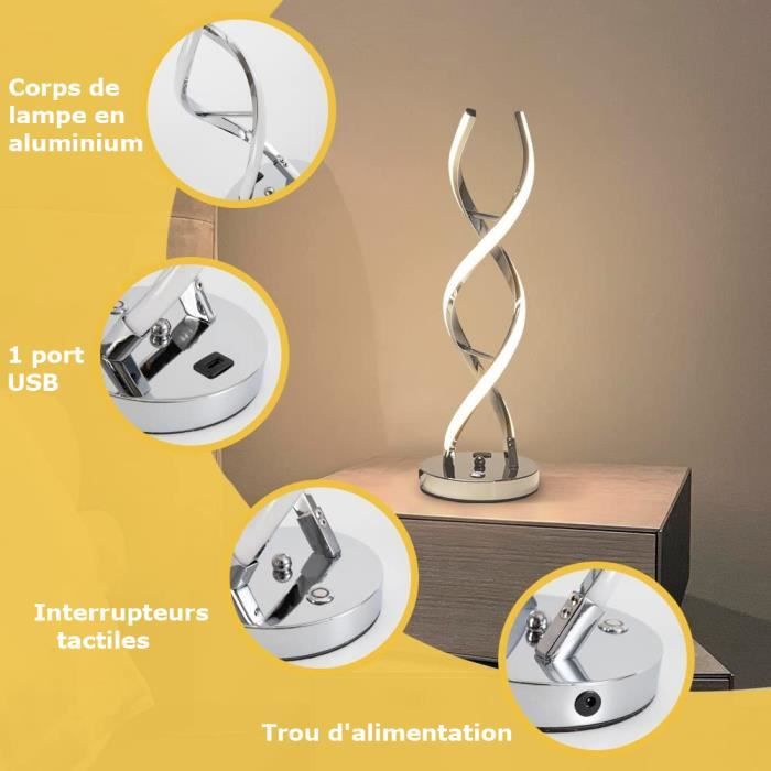 Lampe De Table Sans Fil, Mini Lampe De Chevet USB à Piles Rechargeables 2600 MAh LED 3 Niveaux De Luminosite Lampes Sans Fil 92641915