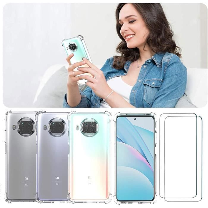 Kit Protection Xiaomi Mi 10T Lite 5G : Coque TPU Transparente + 2 Verres Trempés - Little Boutik - Neuf