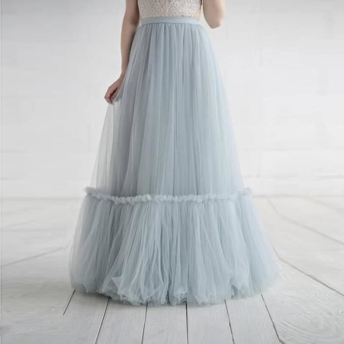Jupe longue tulle top bleu