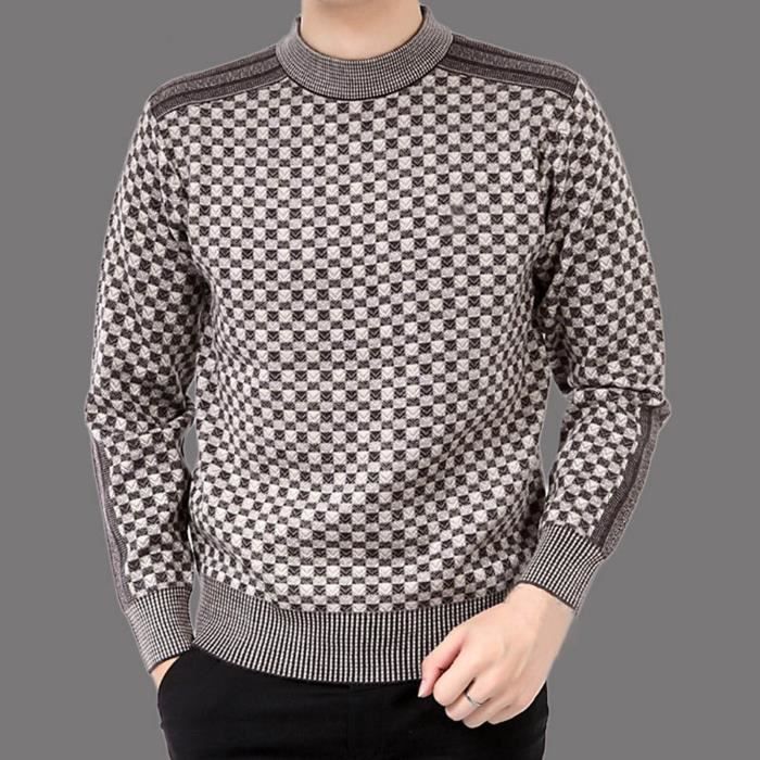 SOUS PULL Pull homme antigel col ras du cou chic motif plaid pais