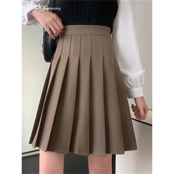 Jupe Jupes pliss es pour femmes taille haute longueur aux genoux