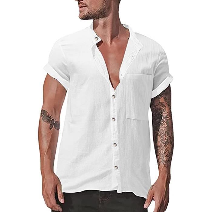 Chemise lin manche courte homme new arrivals