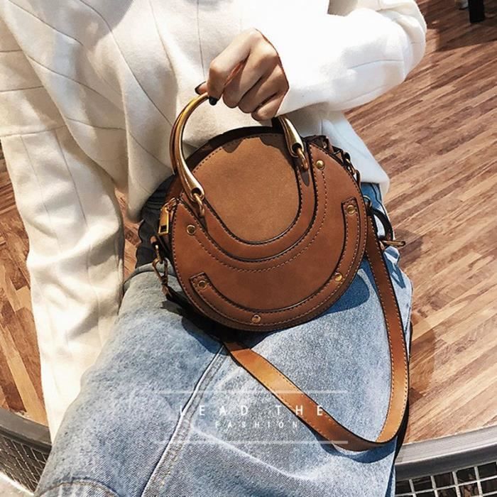 Cuir Petit Sac A Main Rond Sac A Main En Cuir PU Givre Rond Pour