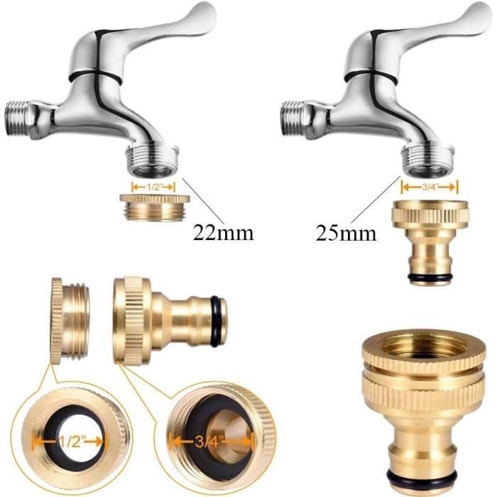 Connecteur De Robinet Universel Laiton 2-en-1 - 1/2 Et 3/4 Pouce Pour Jardin Et Machine à Laver