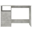 Bureau avec tiroirs - Mobilier De Bureau - Gris béton - 110x50x76 cm - Contemporain - Design-3