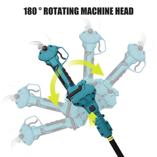 Sécateur Électrique Sur Perche Télescopique 2-en-1 - Moteur Sans Balais 500W - Coupe Branches 40mm - 2 Batteries 4000mAh - Compatible Makita - 7