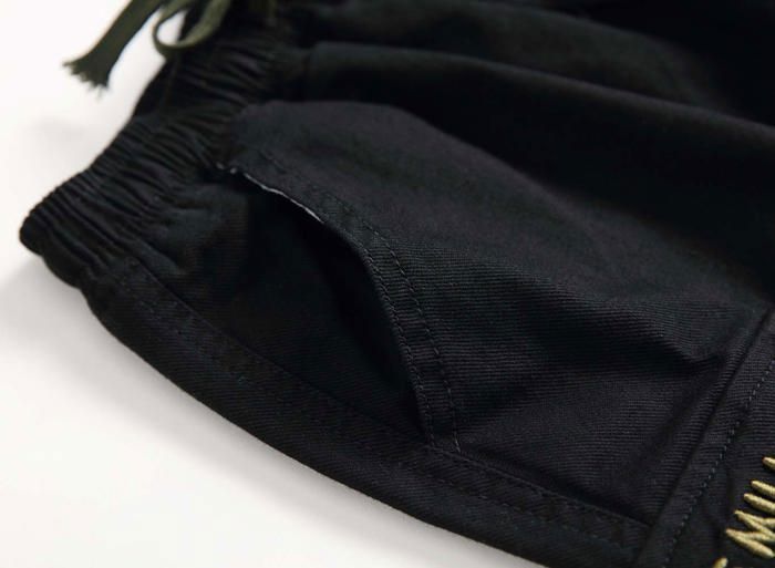 Enfant Pantalon Cargo Jogging pour Garçon Resserré aux Chevilles Noir Noir - Prêt-à-Porter