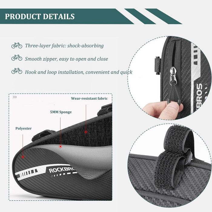 ROCKBROS Sacoche De Cadre Vélo VTT BMX, Sacoche Triangle - 6