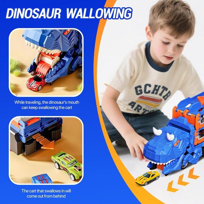 Camion Transporteur De Voitures Donaky – 3 Couches Pliables, 12 Voitures Incluses, Double Bouton D'éjection – Sans Pile – Rouge – Dès 3 Ans