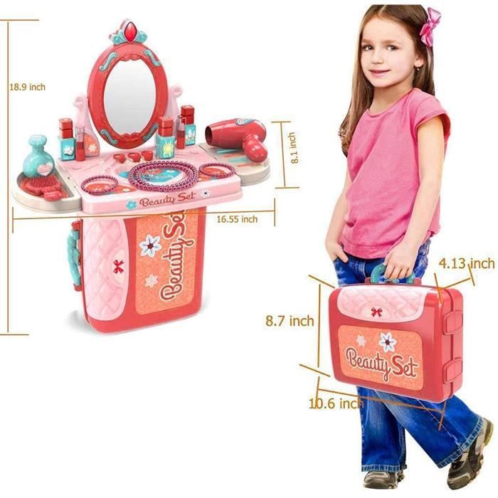 Kit de maquillage pour fille - Avec miroir et table - Pour enfants - Vanity  - Salon de beauté avec accessoires de maquillage - [519] - Cdiscount Jeux -  Jouets