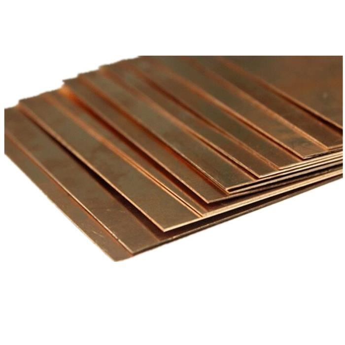 Tôles de cuivre - Plaque de cuivre - 1000 mm x 100 mm x 0,2 mm : :  Bricolage