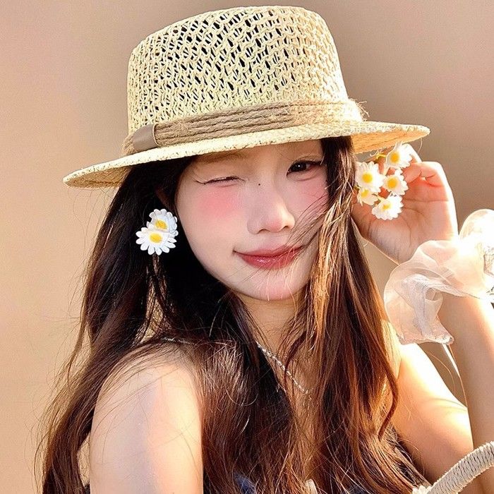 Chapeau De Soleil Paille Femme Pliable Large Bord Avec Nœud - Chapeau Plage Été UPF 50 Protection UV