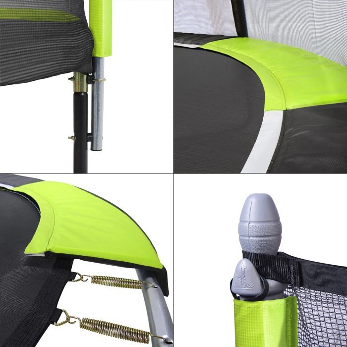 Kangui Trampolino Da Giardino Con Rete Di Sicurezza JUMPI – Diametri 250-430 Cm – Struttura In Acciaio Zincato, Molle Coniche, Tappeto Rinforzato (Verde/Nero)
