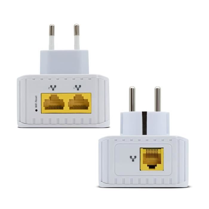 Prise CPL Duo Wi-Fi 600 Mb-s avec prise gigogne - blanc - Cdiscount  Informatique