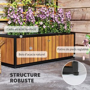 Jardinière Murale En Bois 3 Bacs Amovibles - Potager Vertical Extérieur 60x80cm Pour Petits Espaces