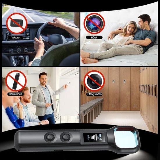 Détecteur De Caméra Cachée Et Micro Espion 4-en-1 - 6 Niveaux Sensibilité, Protection Vie Privée