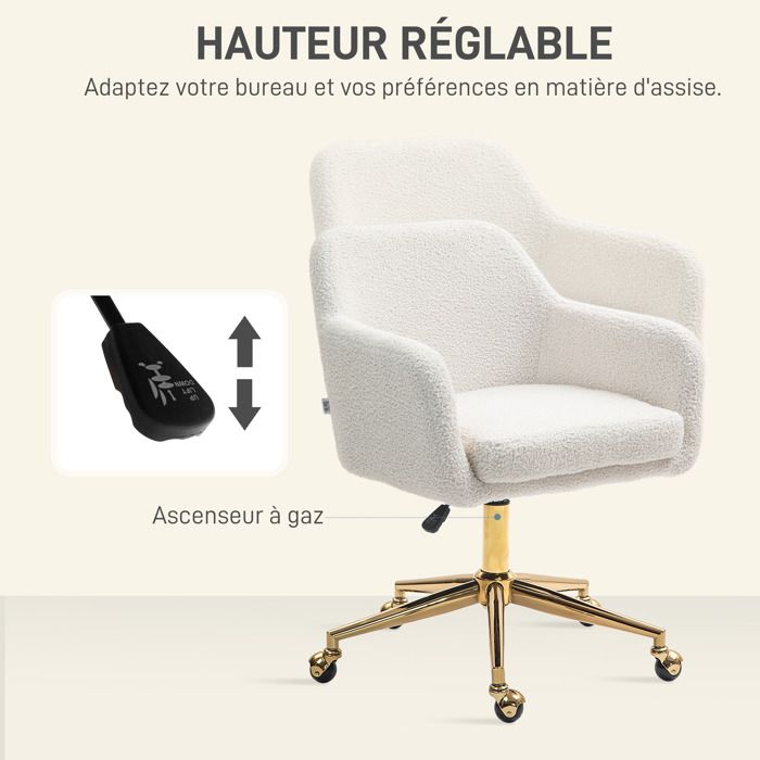 HOMCOM Chaise de Bureau Fauteuil Coiffeuse à Roulettes, Hauteur Réglable et Fonction Bascule, Revêtement Synthétique pour Bureau, Chambre ou Salon, Marron HOMCOM Chaise de Bureau Fauteuil Coiffeuse à Roulettes, Hauteur Réglable et Fonction Bascule, Revêtement Synthétique pour Bureau, Chambre ou Salon, Marron
