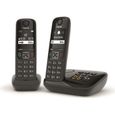 Téléphone Fixe AS690 A Duo Noir - GIGASET - Répondeur 20 min - Mains-libres performant - Affichage ultra-lisible-0