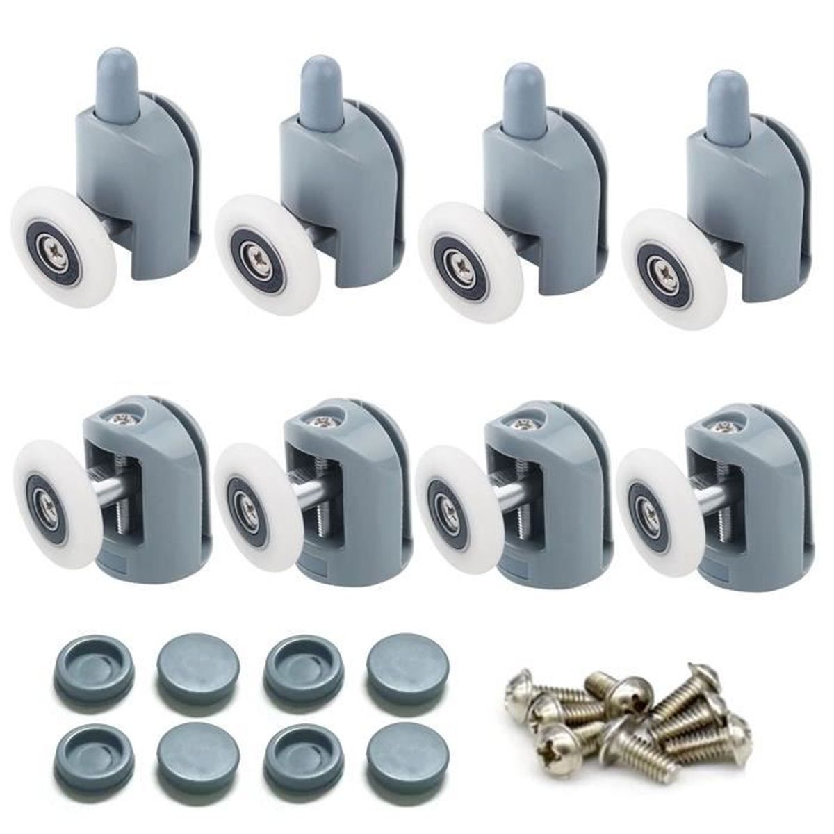 Roulette Porte Coulissante Douche 8 Pièces Roulettes pour Porte de Douche 25mm 4 Supérieures et