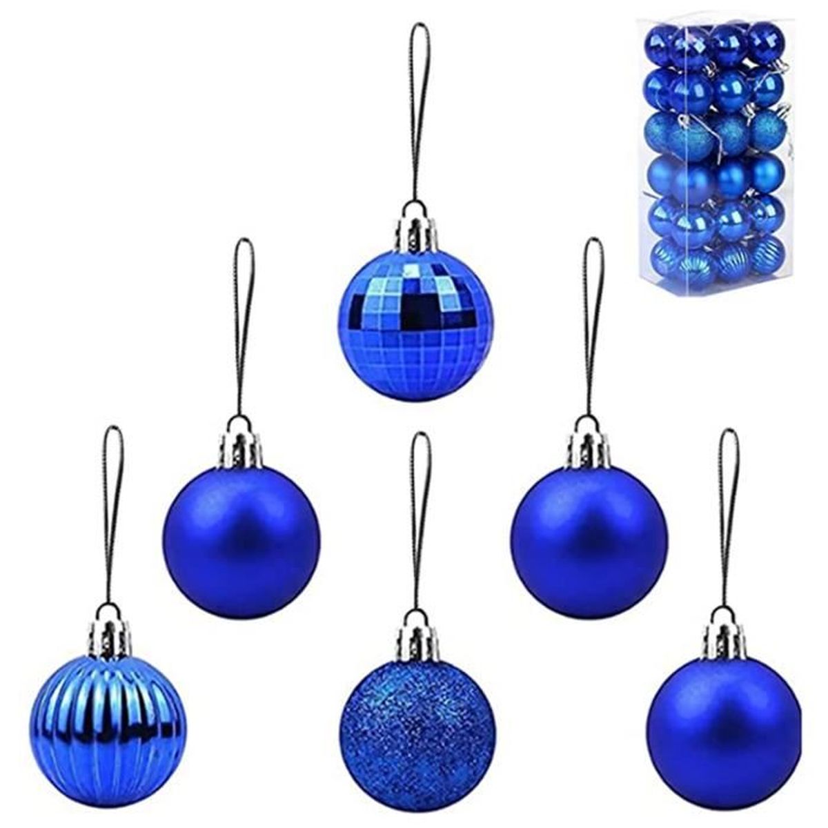 6cm Boules de Noël en plastique de galvanoplastie, ensemble d'ornement 