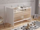 LOVE FOR SLEEP Lit Bebe Evolutif en Bois Pin Blanc 120x60cm, Lit Pour Bebe Transformable en Un Canapé-lit avec Une Barrière de Sécurité