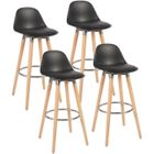 Tabourets - BOX AND BEYOND - Tabouret de bar - Bois massif et métal - Noir - Lot de 4 - 91 cm