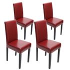 DÉCOSHOP26 Lot de 4 chaises de salle à manger cuisine en cuir rouge pieds en bois fonces design moderne