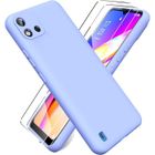 CHICHENG Coque Realme C11 2021+Lot de 2 Verre trempé en Silicone Liquide Gel Ultra Doux avec Tapis en Microfibre Anti Rayures Violet P