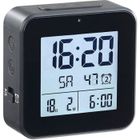 Réveil radio-piloté - INFACTORY - Noir - Thermomètre - Hygromètre - 2 horaires de réveil