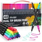 NETBOAT Feutres Coloriage Enfants,48Couleurs Enfants Adulte à Double Pointe Fine et Pinceau, Coloriage,Enfant Brush Pen pour Dessin, Manga