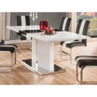 VENTE-UNIQUE Table à manger extensible TRINITY - Acier inoxydable et MDF laqué blanc