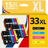 123CONSOMMABLES - 33XL - Pack 15 Cartouches d'encre Compatible pour Epson 33 XL pour Expression Premium XP-540 XP-530 XP-830 XP-7100