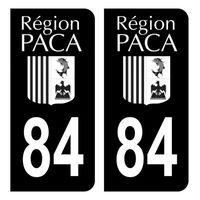 Autocollants Stickers plaque immatriculation voiture auto département 84 Vaucluse Ancien Logo Région PACA Full Noir