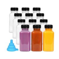 Petites Bouteilles Plastiques Vides 270 ml [Lot de 12] - Bouteilles Sensorielles Transparentes - Bouchon Anti-Fuite & Entonnoir -