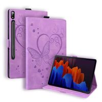 Coque PU Cuir Cover Tablette Housse de Protection Pour Samsung Galaxy Tab S8 Plus - S7 Plus - S7 FE 12.4 inch ,papillon violet