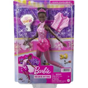 POUPÉE Coffret Barbie Poupee Patineuse Artistique Et 3 Accessoires Set Poupee Mannequin Metier 1 Carte Offerte