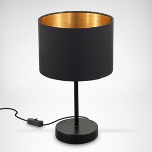 LAMPE A POSER Lampe de table, abat-jour en tissu noir-or E27 Ø20
