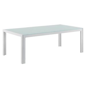 TABLE BASSE JARDIN  [casa.pro]® Table basse extérieure en verre 100 x 50 x 35 cm Blanc