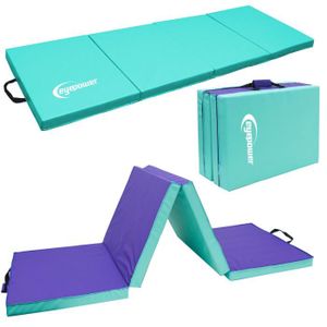 TAPIS DE SOL FITNESS Tapis de Gymnastique Pliable - EYEPOWER - Epaisseur 5cm - Multisport - Vert/Violet