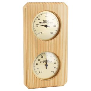 MESURE THERMIQUE Vvikizy hygromètre de thermomètre de sauna Hygrothermographe de Sauna en bois, plaque dorée, 0 à 120 Celsius, 0 à jardin barometre