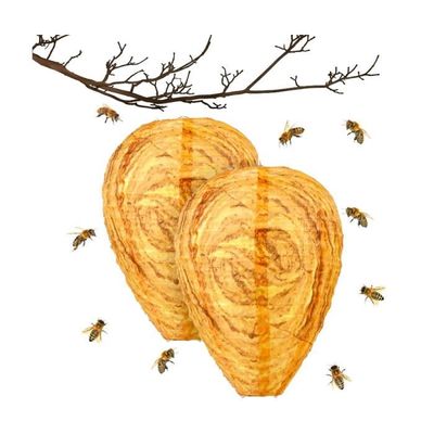 Set de 2 Leurre de Nid de Guêpe Imperméables Faux Nids de Guêpes en Tissu Anti-Frelons Suspendus Leurre d'abeille Non Toxique pour Maison et Jardin Extérieur