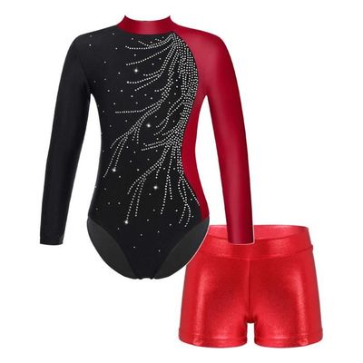 Justaucorps Fille Danse/gymnastique Avec Strass - Dos Découpé, Jupe Maille - Taille 5-6 Ans à 15-16 Ans - Pour Patinage, Danse, Compétition