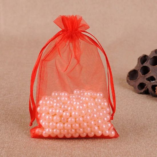 10 Sachets En Organza 7x9 Cm Jaune - Avec Ruban Satin, Lavables, Pour Emballage Cadeau, Mariage, Baptême, Rangement